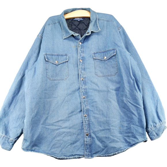 Croft & Barrow Men's Quilt Lined Denim Jacket Blue XXL Snap Button - Picture 1 of 15